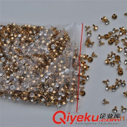 其他裝飾 開花腳撞釘A鉆 移門金色底小玻璃鉆 8mm水鉆 國 移門服飾輔料