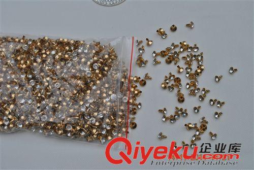 其他裝飾 開花腳撞釘A鉆 移門金色底小玻璃鉆 8mm水鉆 國 移門服飾輔料原始圖片3
