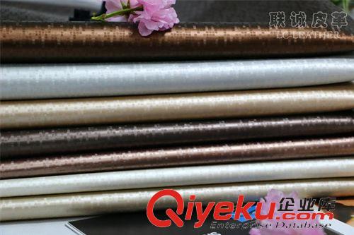 熱銷產品 現貨小批PU小格子紋環保裝飾人造革原始圖片2