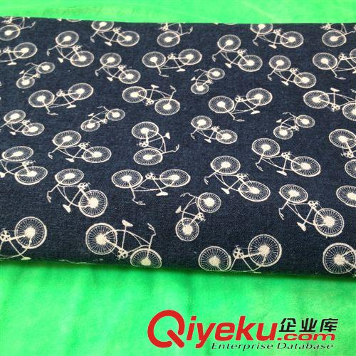 熱賣專區 浪漫自行車藍色印花麻布 手工DIY抱枕麻布 復古麻布廠家批發原始圖片3