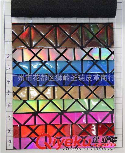 精品推薦 廠家直銷批發 {zx1}上市鐳射菱形鏡面箱包手袋皮革 SR-6619原始圖片2