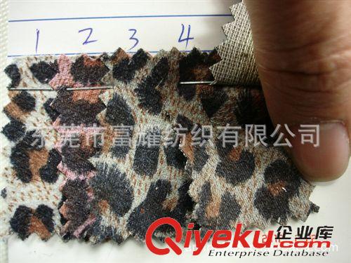 仿皮絨/燈芯絨/魔術(shù)布 仿皮絨豹紋貼合磅布底 時(shí)尚加密仿皮絨印豹紋磅布底面料多色供選原始圖片2
