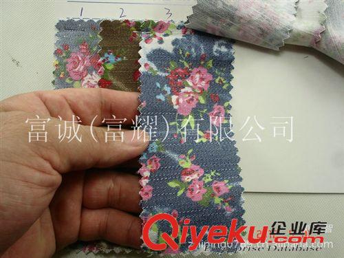 牛仔布／條紋壓花洗水／金絲銀絲牛仔／變色布有機棉 印花牛仔布數碼熱升華印花小玫瑰印花牛仔布小碎花鞋材牛仔印花布原始圖片3