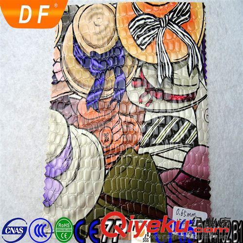 PVC箱包革 爆款 大花軟包單皮飾品盒箱包皮革PVC鱷魚(yú)紋皮革原始圖片2