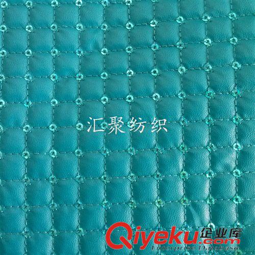 軟包海綿皮革/皮革 軟包海綿皮革 正方格絎繡金片繡面料 軟包移門(mén) ktv背景墻原始圖片2