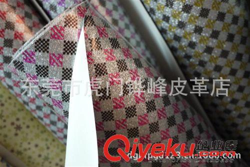 服裝皮革 廠家直銷 印刷格利特 表面覆膜格子 環(huán)保人造革原始圖片2