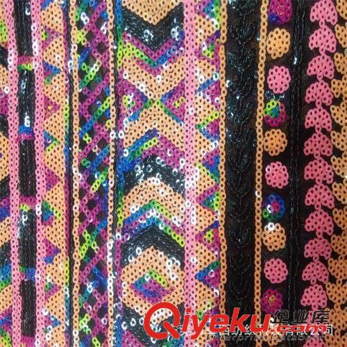 珠片布 蕾絲布底繡彩色珠片 電繡亮片布料 鞋材裝飾品面料原始圖片3