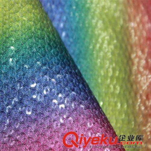 珠片布 彩虹多色拼接亮片布 訂制電繡珠片 亮片布料原始圖片2