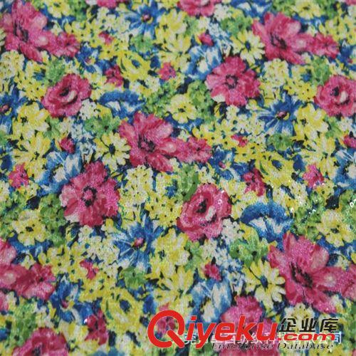 珠片布 沙丁電繡3mm珠片布 印玫瑰花朵 植絨亮片布 鞋服 箱包面料原始圖片3