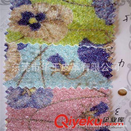 鞋革 透明細珍珠顆粒菊花印花皮革 格麗特 PU裝飾革 新款手袋箱包革原始圖片3