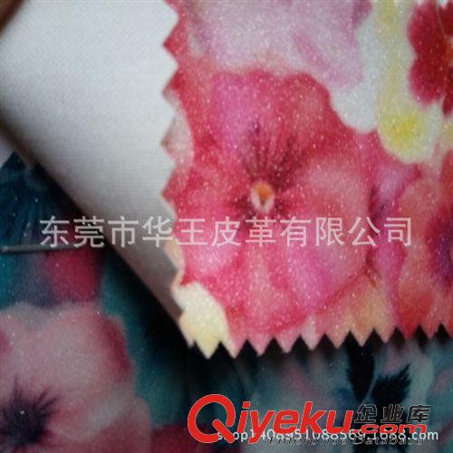 格麗特 印花細(xì)蔥粉七彩色花牽牛花 閃粉皮革 格麗特 印刷花朵革PU裝飾革原始圖片2