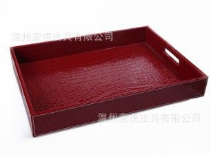 其他托盤 咖啡色皮制托盤，造型優美，優雅便于使用，適用于酒店，咖啡店原始圖片3