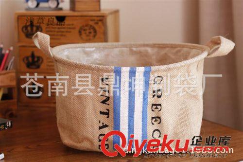 麻布袋 新款黃麻布袋  購(gòu)物袋 辦公雙耳收納雜貨袋原始圖片2