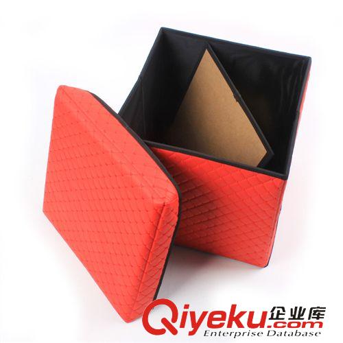 收納凳 批發(fā)新品 高檔可折疊沙發(fā)收納凳 菱形PVC儲物凳 多功能創(chuàng)意收納凳原始圖片2