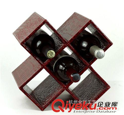 2014{zx1}款 新品上市 gd創(chuàng)意皮革八格紅酒架 歐式葡萄酒展示架 紅酒架廠家原始圖片3