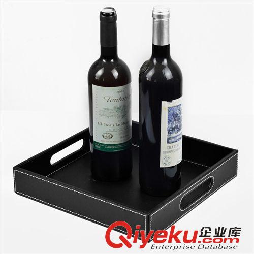 創(chuàng)意酒店家具用品 廠家直銷 gd皮質(zhì)酒店帶孔托盤 防滑酒水快餐托盤 果盤收納盤