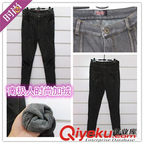 一體褲 仿牛仔打底褲多款仿牛仔保暖褲低價(jià)處理加厚加絨保暖褲批發(fā)原始圖片3