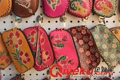錢包 廠家批發(fā) 新款民族風(fēng)真皮彩色印花零錢包 手工縫制零錢包鑰匙包原始圖片2