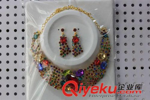 首飾套裝 廠家直銷新娘飾品 禮服婚紗項鏈耳環 模特表演水鉆項鏈首飾套裝