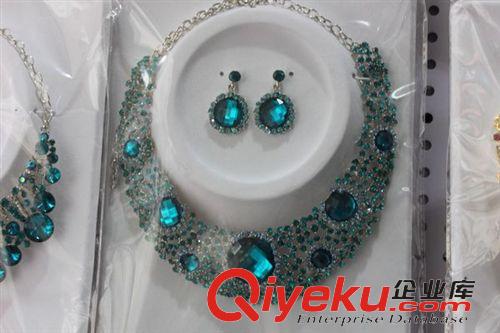 首飾套裝 廠家直銷新娘飾品 禮服婚紗項鏈耳環 模特表演水鉆項鏈首飾套裝