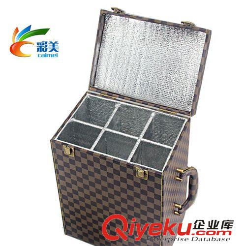 皮質(zhì)酒盒 【彩美包裝】格子六支裝酒盒 拉菲紅酒箱 保溫層定制皮箱原始圖片2