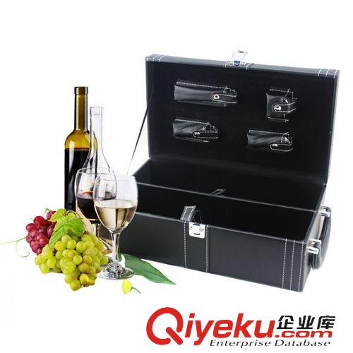 皮質酒盒 彩美紅酒皮盒 雙支紅酒盒 禮品禮盒 黑色 紅酒包裝廠 酒具套裝原始圖片2