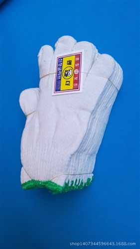 其他手部防護(hù) A級燈照棉手套450g綠邊棉紗手套結(jié)實(shí)耐磨出口勞保手套防護(hù)手套原始圖片3