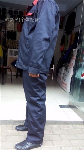 制服、工作服 深藍拼紅領工作服牛仔工作服帆布藍領耐臟耐磨工作服勞保工作服原始圖片2