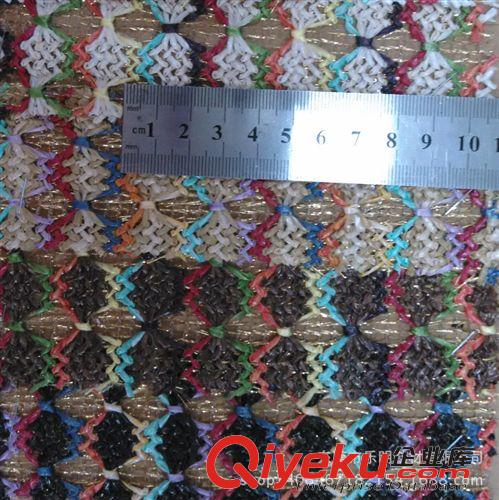 編織類（PP草） DB4070支持網購混批金絲鏤空提花五彩PP草面料手袋箱包