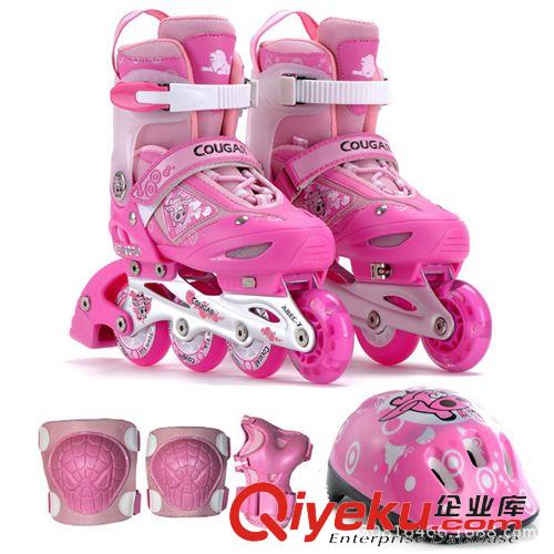 輪滑鞋品牌 美洲獅正品輪滑鞋兒童全套裝旱冰鞋閃光小孩可調(diào)溜冰鞋原始圖片2