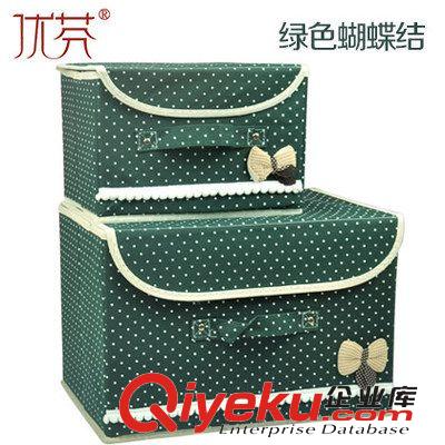 旅行包、旅行袋 新款蝴蝶結扣箱兩件套無紡布收納盒化妝雜物儲物箱收納箱可印LOGO原始圖片2