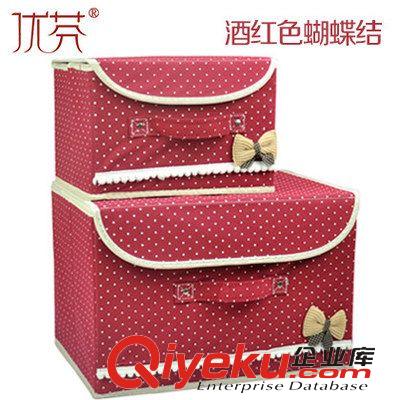 旅行包、旅行袋 新款蝴蝶結扣箱兩件套無紡布收納盒化妝雜物儲物箱收納箱可印LOGO原始圖片3