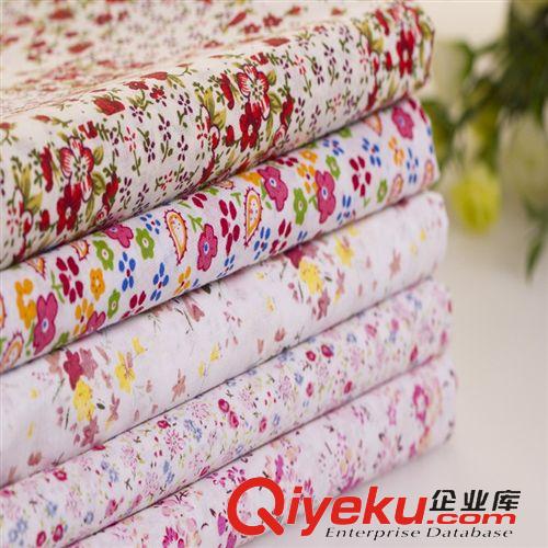 全棉印花小碎花布 【柯橋紡織面料批發，高品質】全棉白底紅色印花面料