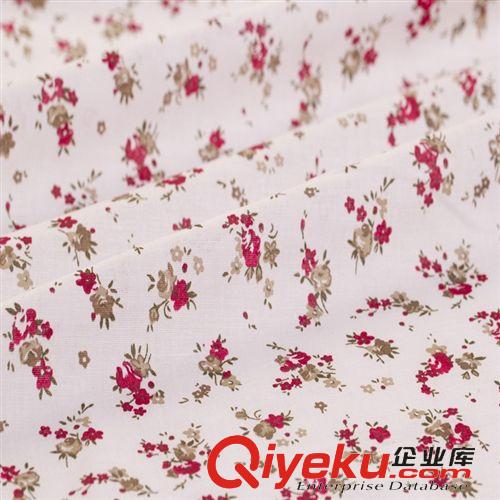 全棉印花小碎花布 【柯橋紡織面料批發，高品質】全棉白底紅色印花面料原始圖片2