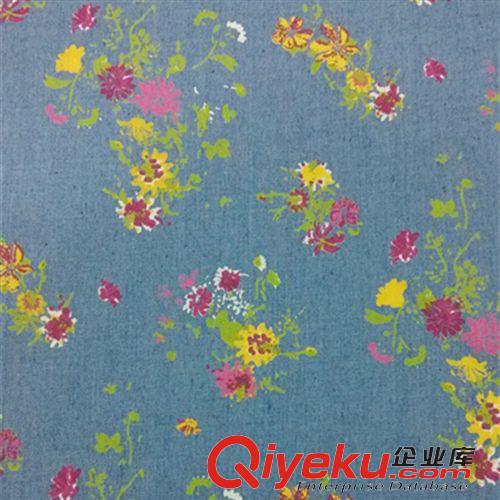 彩拔牛仔 現(xiàn)貨供應40S全棉印花牛仔布 薄牛仔 童裝牛仔布
