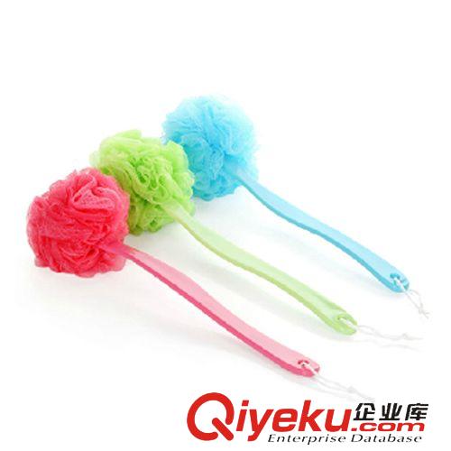 衛(wèi)室用品 炫彩長柄超柔浴球/浴擦/浴花 可掛式搓澡搓背刷 支持一件代發(fā)原始圖片2