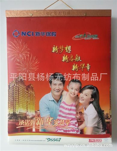 環保無紡布掛歷 年歷掛袋 廠家訂制2013年銀行專版／保險專版彩印專版元紡布掛歷