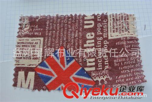麻布類／仿麻面料 英文字母美國國旗亞麻棉印花布，鞋材箱包手袋工藝品用布 GY51原始圖片2