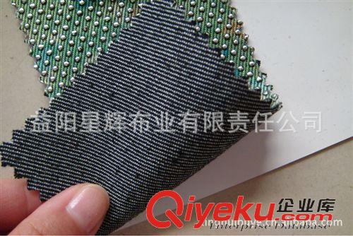 牛仔布系列，牛仔印花，牛仔電繡花 滴膠圓珠點牛仔布料面料 滴塑亮鉆花牛仔布 T22原始圖片3