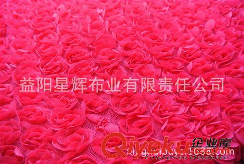 花邊，繡花面料，多工藝特殊面料 立體盤帶色丁玫瑰繡花布，服裝工藝用布 E57