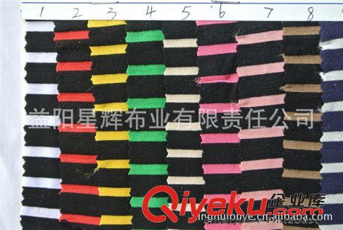 針織面料 色織橫條彈力雙色人棉光絲針織面料，T恤衛(wèi)衣汗布服裝面料 B36原始圖片3