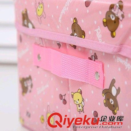 {zx1}新品 熱賣防水無紡布整理收納箱 小熊收納箱 有蓋折疊衣物內(nèi)衣雜物箱原始圖片2