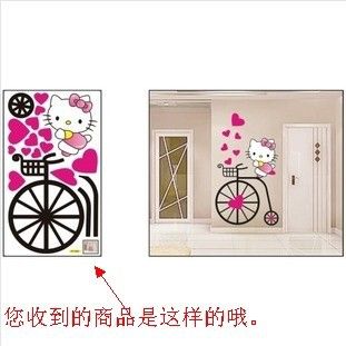 {zx1}新品 D44直銷 韓國卡通墻貼 Hello Kitty 兒童墻紙批發(fā) 壁紙 卡通貼紙