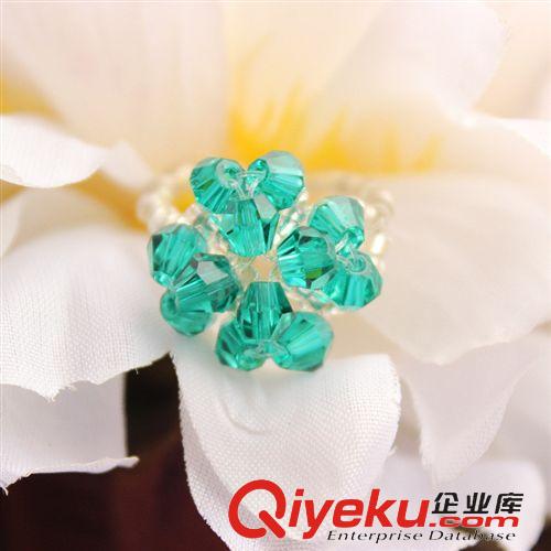 手工編織戒指 精品店 夜市 地?cái)?展銷會旅游景點(diǎn) 批發(fā)市場熱賣 水晶四葉草戒指原始圖片3