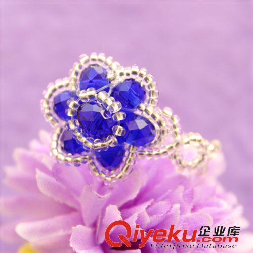 手工編織戒指 水晶串珠手工戒指飾品白指環(huán) 誕生日 外貿(mào)定制批發(fā)【小玫瑰花戒】