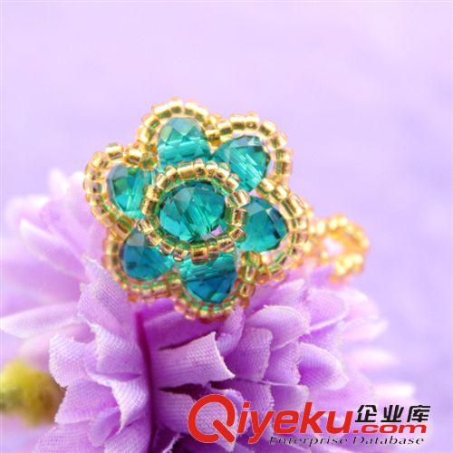 手工編織戒指 水晶串珠手工戒指飾品白指環(huán) 誕生日 外貿(mào)定制批發(fā)【小玫瑰花戒】原始圖片2
