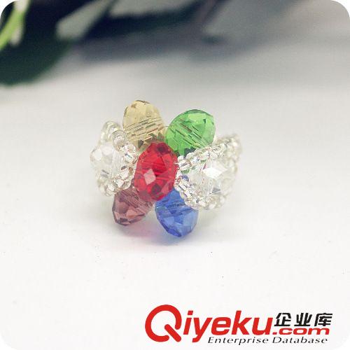 手工編織戒指 手工水晶戒指批發(fā) 批發(fā)市場 展銷會旅游景點(diǎn) 地?cái)傄故袩豳u8MM七粒原始圖片3