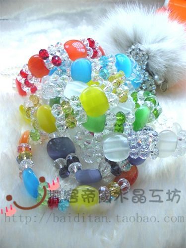 手鏈  廠家直銷(xiāo)地?cái)傌浽礋豳u(mài)水晶手鏈批發(fā) 串珠DIY水晶鑲嵌【貓眼石手鏈原始圖片2