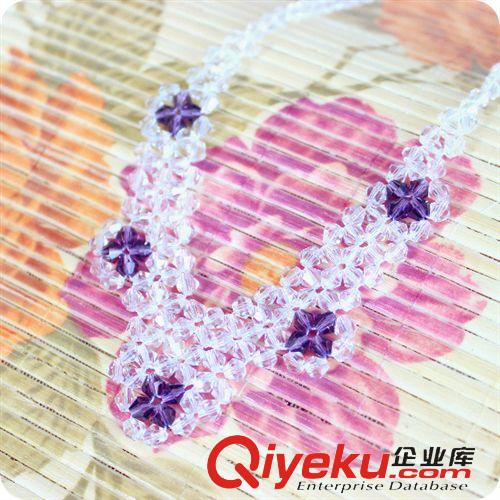 手鏈  夏季地?cái)偝瑹豳u批發(fā) 水晶串珠短款項(xiàng)鏈 水晶項(xiàng)鏈批發(fā) 寬邊五朵花原始圖片2