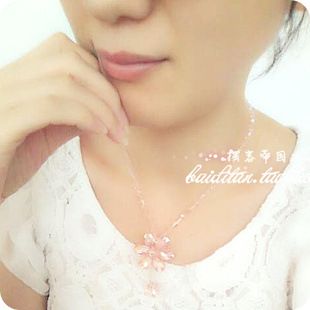 編織項(xiàng)鏈 毛衣鏈 韓版夸張長項(xiàng)鏈 秋冬新款水晶毛衣鏈 立體水晶花【富貴花毛衣鏈】